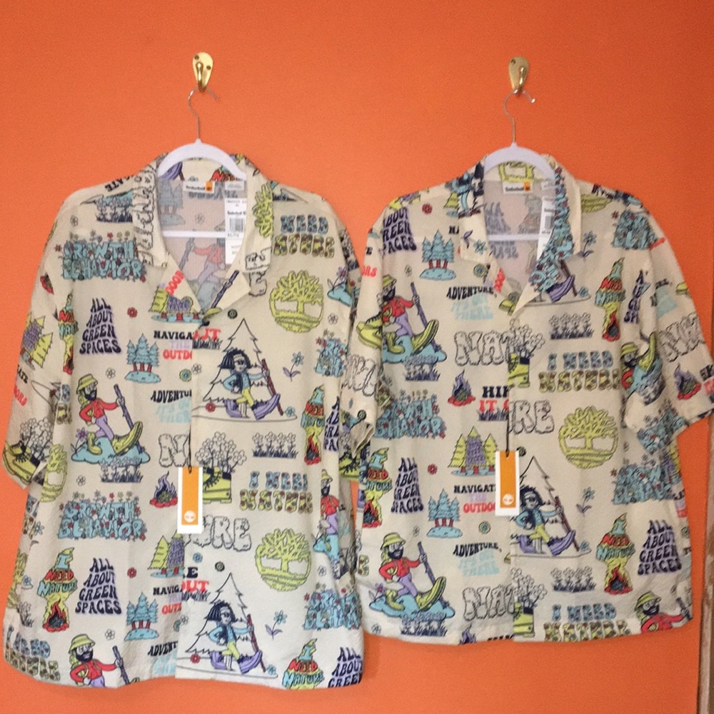 Set of 2 Timberland His & Hers Camping Hiking Outdoor Lover’s Button Up Shirt